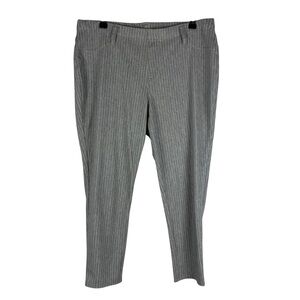 Faded Glory Gray White Pinstriped Stretch Skinny Capri Ankle Pants Women's Large
